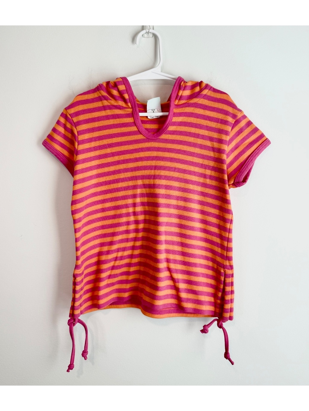 Chez Belle Kids' Striped Hooded Short Sleeve Shirt Size 8